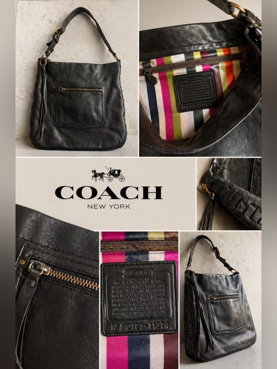 Coach Handbags - Vintage Coach Legacy Thompson XL Hobo Black Leather Bag 11374 Shoulder Tassel